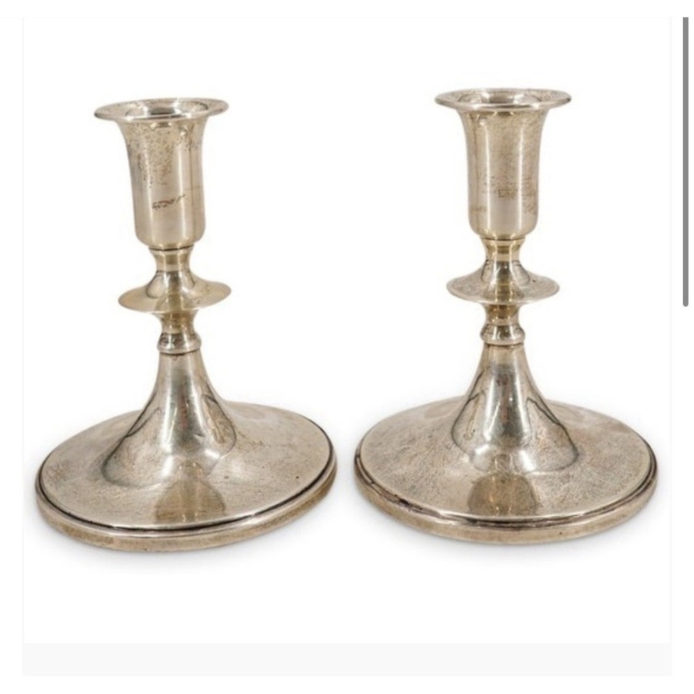 Vintage B & M Sterling Silver Candlestands Weighted Candlesticks Mcm 558g 5"